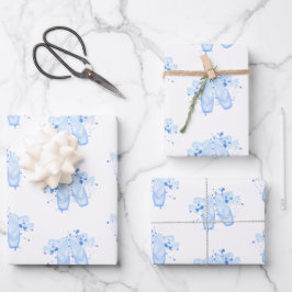 Blue Ballet Birthday Pointe Shoes Geschenkpapier Set
