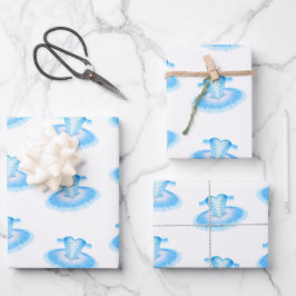 Blue Ballet Birthday Tutu Wasserfarbe Geschenkpapier Set