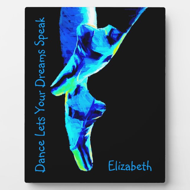 Blue Ballet Pointe Slippers Personalisiert Fotoplatte (Vorderseite)