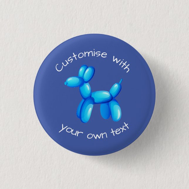 Blue Balloon Animal Dog Button (Vorderseite)