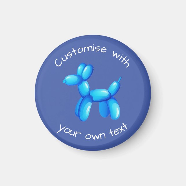 Blue Balloon Animal Dog Custom Text Magnet (Vorne)
