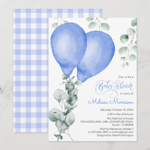 Blue Balloon Baby Boy Dusche Einladung