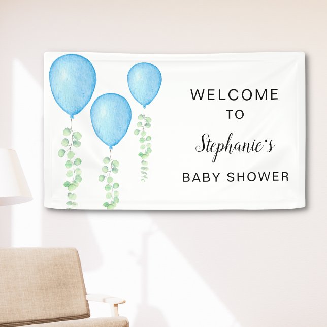 Blue Balloon Baby Dusche Willkommen Banner (Von Creator hochgeladen)
