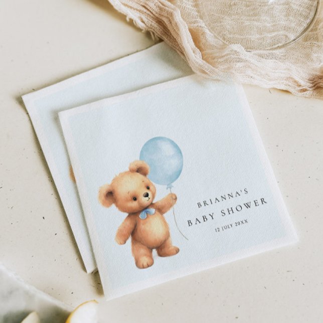 Blue Balloon Bear Baby Dusche Serviette (Von Creator hochgeladen)