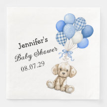 Blue Balloon Boy Baby Showpapier Napkin