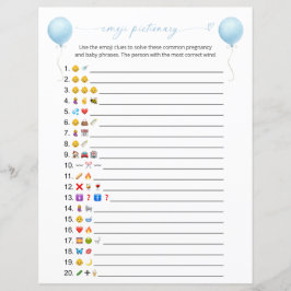 Blue Balloon Emoji Pictionary Baby Showspiel
