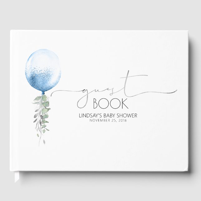 Blue Balloon Garland Baby Showbook Gästebuch (Vorderseite)