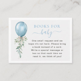 Blue Balloon Greenery Books For Baby Shower Begleitkarte