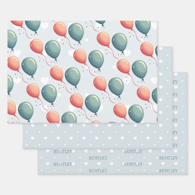 Blue Balloon Hedgehogs Celebration Geschenkpapier Set (Set)