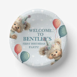 Blue Balloon Hedgehogs Celebration Pappteller