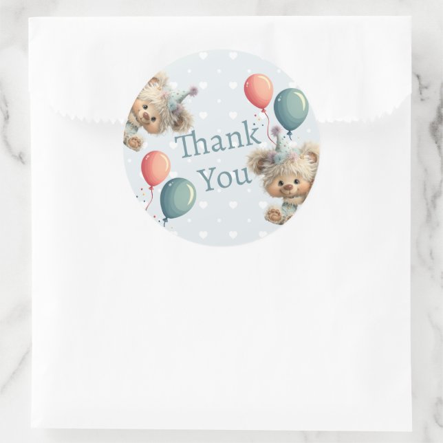 Blue Balloon Hedgehogs Celebration Runder Aufkleber (Tasche)