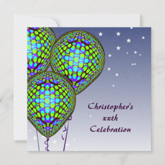 Blue Balloon Invite Einladung