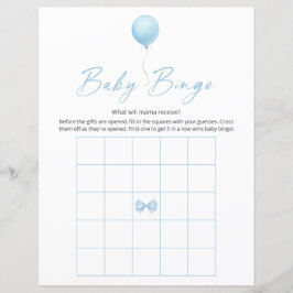 Blue Balloon Modern Baby Show Bingo Game