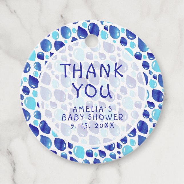 Blue Balloon Pattern Baby Boy Baby Dusche Geschenkanhänger (Vorderseite)