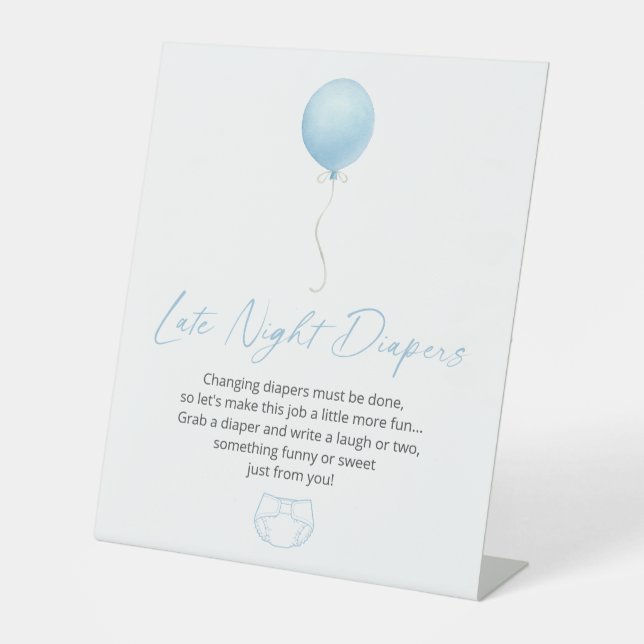 Blue Balloon Spate Night Diapers Sockelschild (Vorderseite)