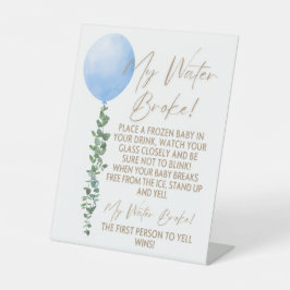 Blue Balloon Watercolor Boy Baby Shower Pedestal Sockelschild