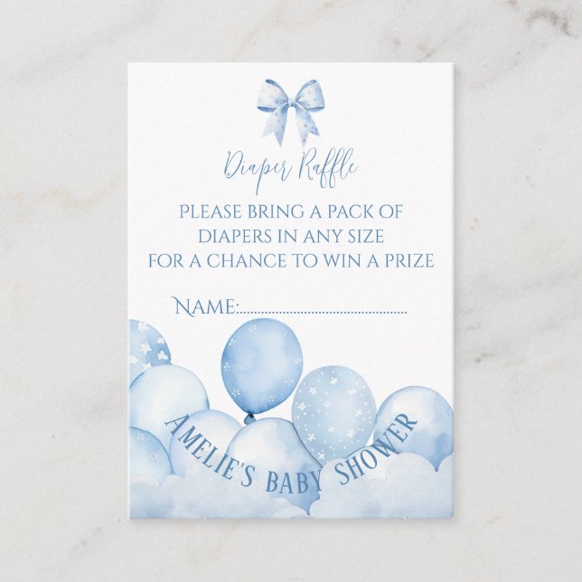 Blue Balloons Babydusche Windelwanne Begleitkarte (Vorderseite)