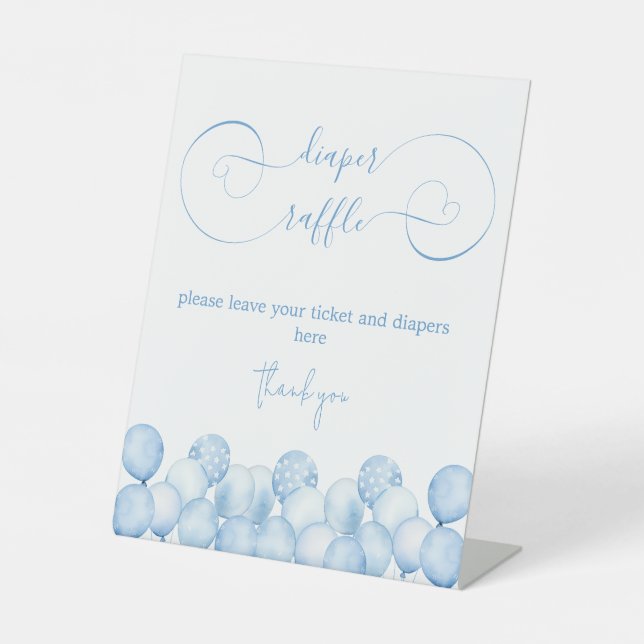 Blue Balloons Babydusche Windelwanne Sockelschild (Vorderseite)