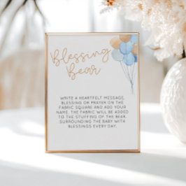Blue Balloons Blessing Bear Poster