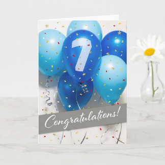 Blue Balloons Card Angestellter 7. Jahrestag Karte