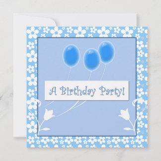 Blue Balloons Geburtstagsparty Einladungen