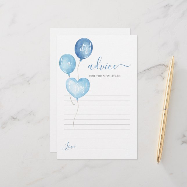 Blue Balloons Junge Ratschläge für Mama auf Karte (Vorderseite/Rückseite Beispiel)