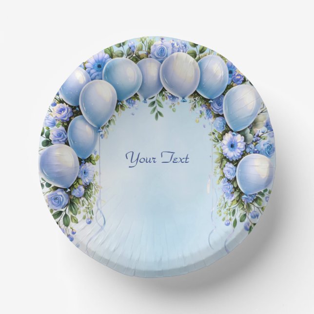 Blue Balloons Paper Bowl Pappteller (Vorderseite)