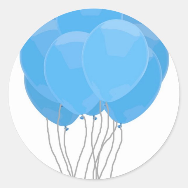 Blue Balloons Runder Aufkleber (Vorderseite)