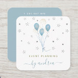 Blue Balloons & Stars Kids Eventplaner QR Code Quadratische Visitenkarte<br><div class="desc">Diese coolen,  modernen Visitenkarten eignen sich perfekt für Veranstaltungsplaner oder andere Service/Beruf. Fügen Sie einfach Ihre Daten hinzu,  indem Sie auf die Option "Personalisieren Sie diese Vorlage" klicken.</div>