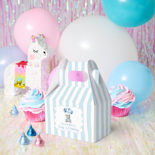 Blue Balloons Teddy Bear Birthday Geschenkschachtel (Party)