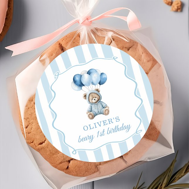 Blue Balloons Teddy Bear Birthday Sticker (Von Creator hochgeladen)