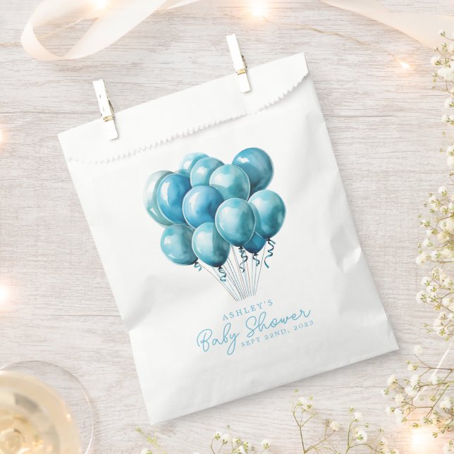 Blue Balloons Watercolor Boy Baby Dusche Geschenktütchen (Ausgeschnitten)