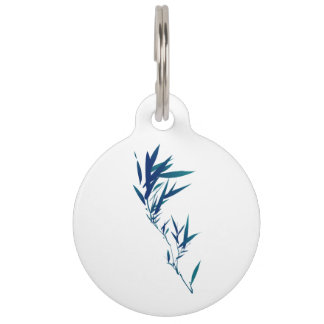 Blue Bamboo Leaf Pet Tag Haustiermarke