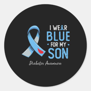 Blue Band ich trage grau blau für meinen Sohn Diab Runder Aufkleber
