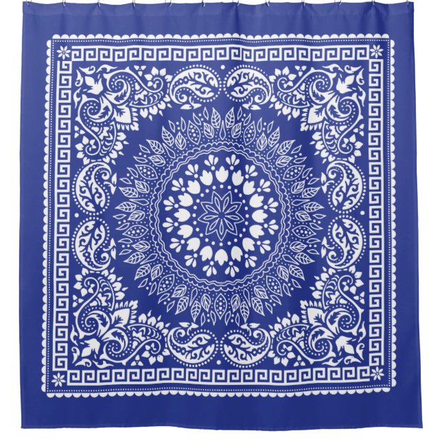Blue Bandana Muster-4 Duschvorhang (Vorderseite)