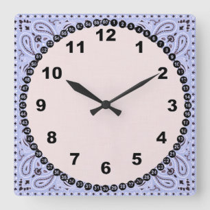 Blue Bandana und rosa Gesicht Quadratische Wanduhr
