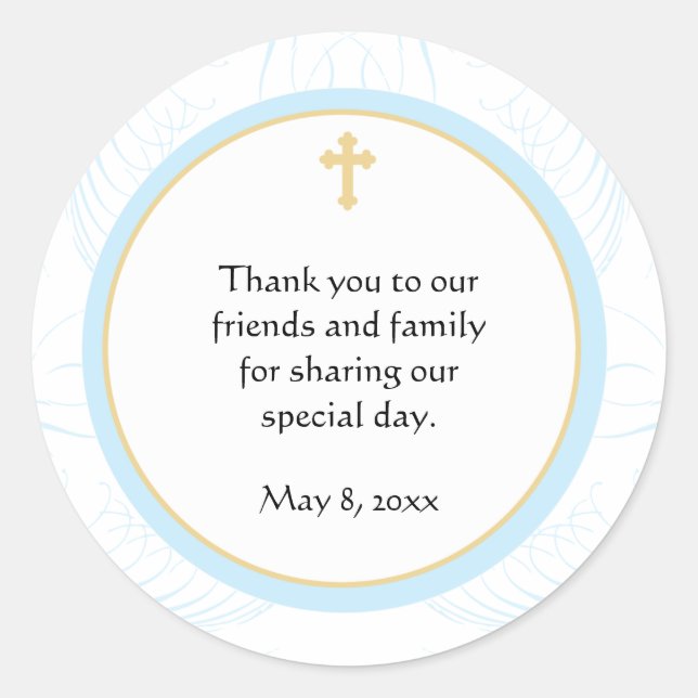Blue Baptisse/Christening Favor Sticker (Vorderseite)