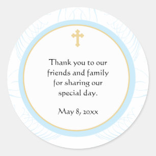 Blue Baptisse/Christening Favor Sticker