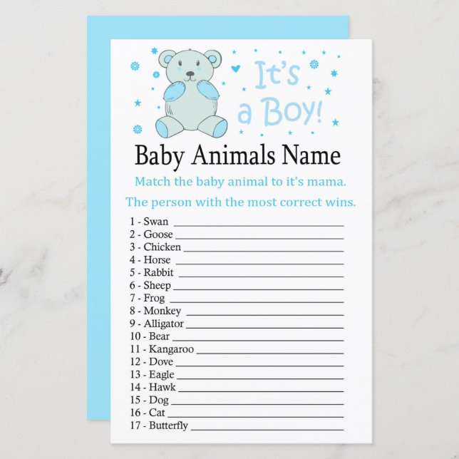 Blue Bär Baby Animes Name Game (Vorne/Hinten)