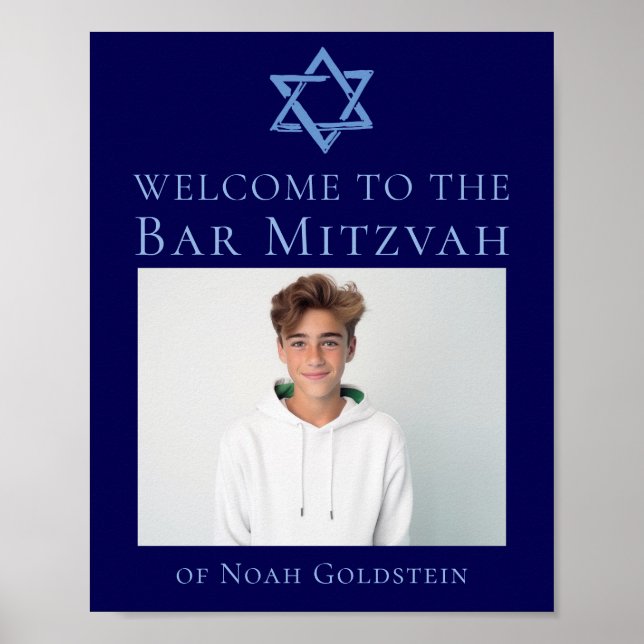 Blue Bar Mitzvah Foto Star von David Party Poster (Vorne)