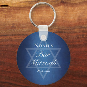 Blue Bar Mitzvah Party Star von David Custom Schlüsselanhänger