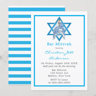 Blue Bar Mitzvah Star der David-Einladung Einladung
