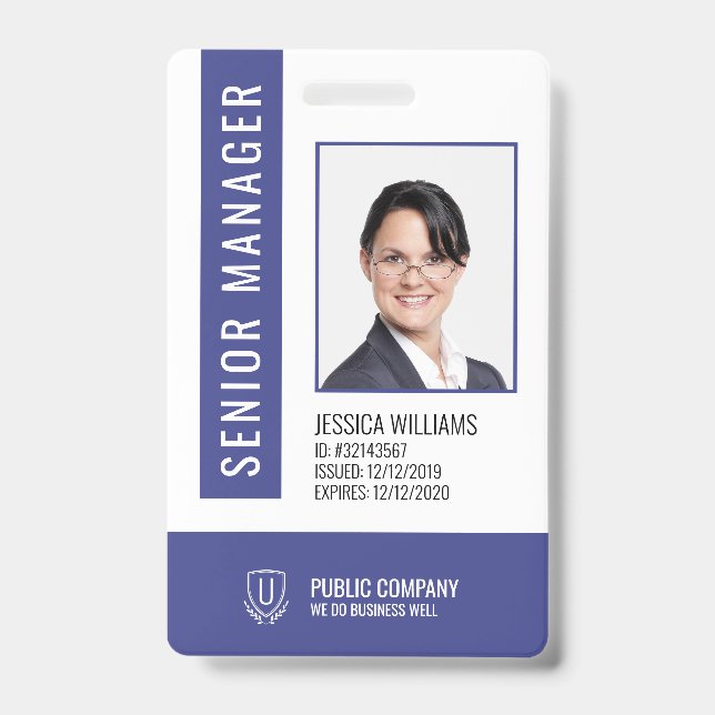 Blue Barcode Mitarbeiter Mitarbeiter ID Abzeichen Ausweis (Vorderseite)