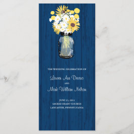Blue Barn Mason Jar Sonnenblumen Hochzeitsprogramm Programm