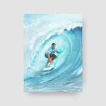 Blue Barrel Wave Beach surfen Leinwanddruck<br><div class="desc">Stretchierte Leinwand eines Surfers, der auf einer epischen Baronwelle surft. Ideal für ein Strandhaus und eine Wohngestaltung zum Surfen. Kunst von KL Stock</div>