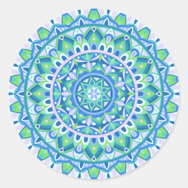 Blue Base Mandala Runder Aufkleber (Vorderseite)