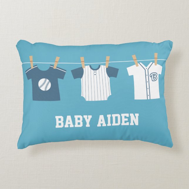 Blue Baseball Baby Boy Kinderzimmer Decke Kissen (Vorderseite)