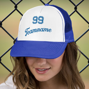 Blue Baseball Benutzerdefinierte Player-Nummer und Truckerkappe