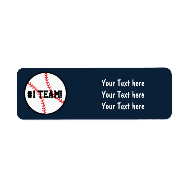 Blue Baseball Team Birthday Party Address Labels (Vorne)