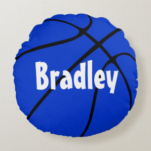 Blue Basketball Anpassbarer Spielername oder Team Rundes Kissen